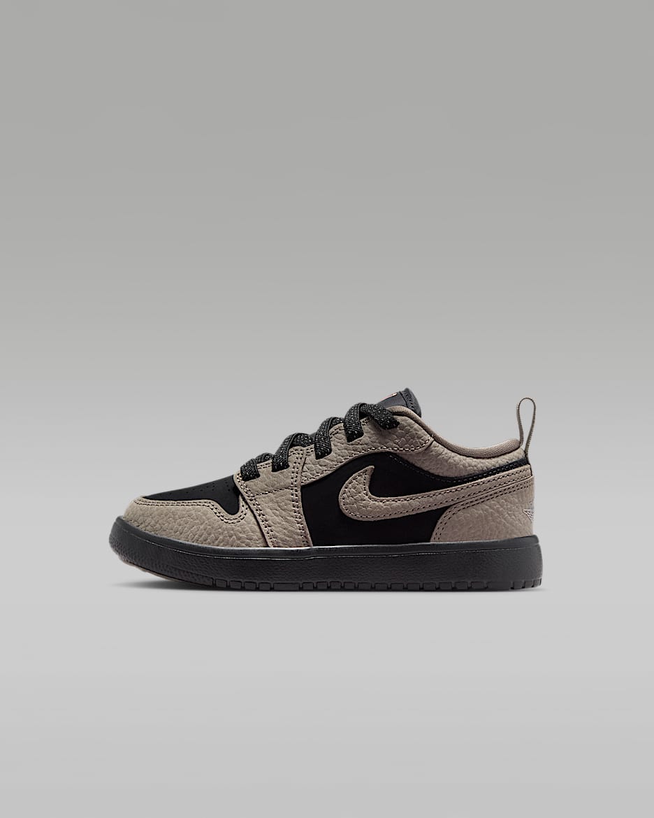 Jordan 1 Low Alt SE 幼童运动鞋 - 黑/浅野芒果黄/橄榄灰