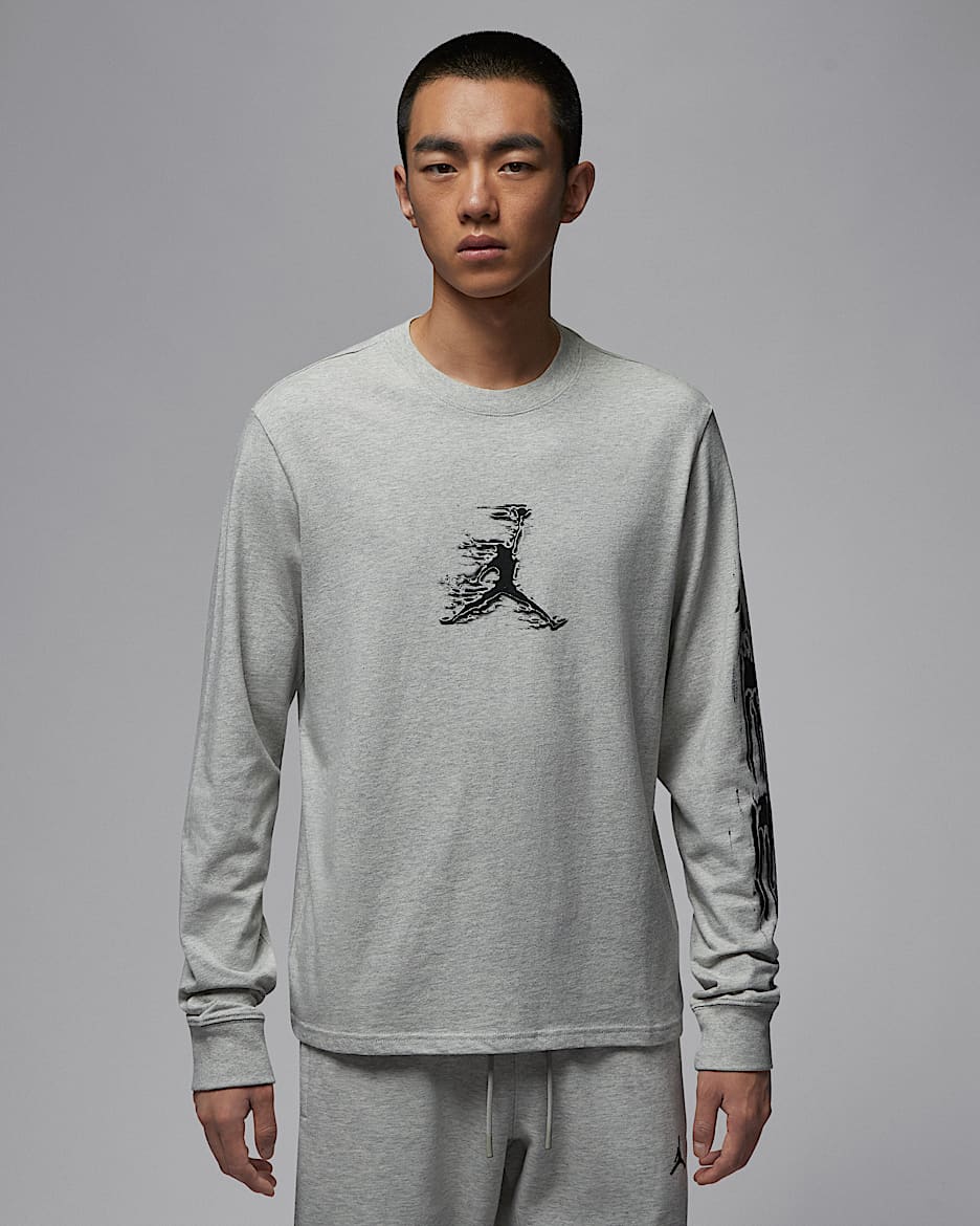 Jordan Sport Dri-FIT 男子速干长袖T恤 - 麻灰/黑