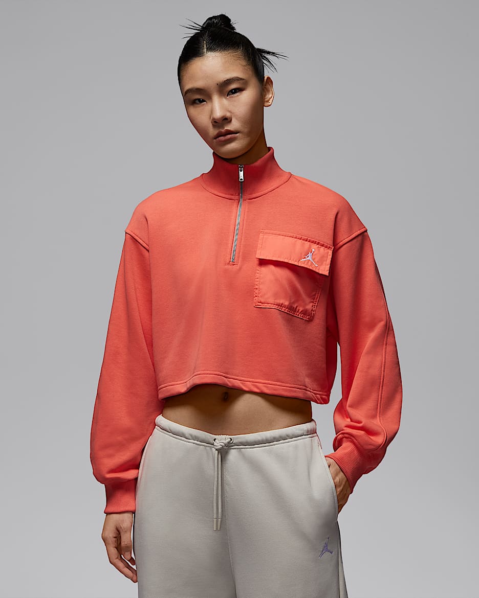 Jordan Brooklyn Fleece Hike Mike 女子半长拉链开襟上衣 - 浅野芒果黄/白色