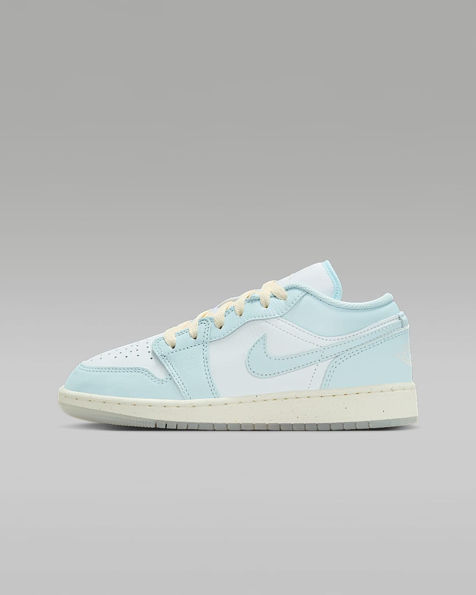 Air Jordan 1 Low SE 大童运动鞋 - 冰川蓝/山峰白/冰番石榴色/海玻璃色