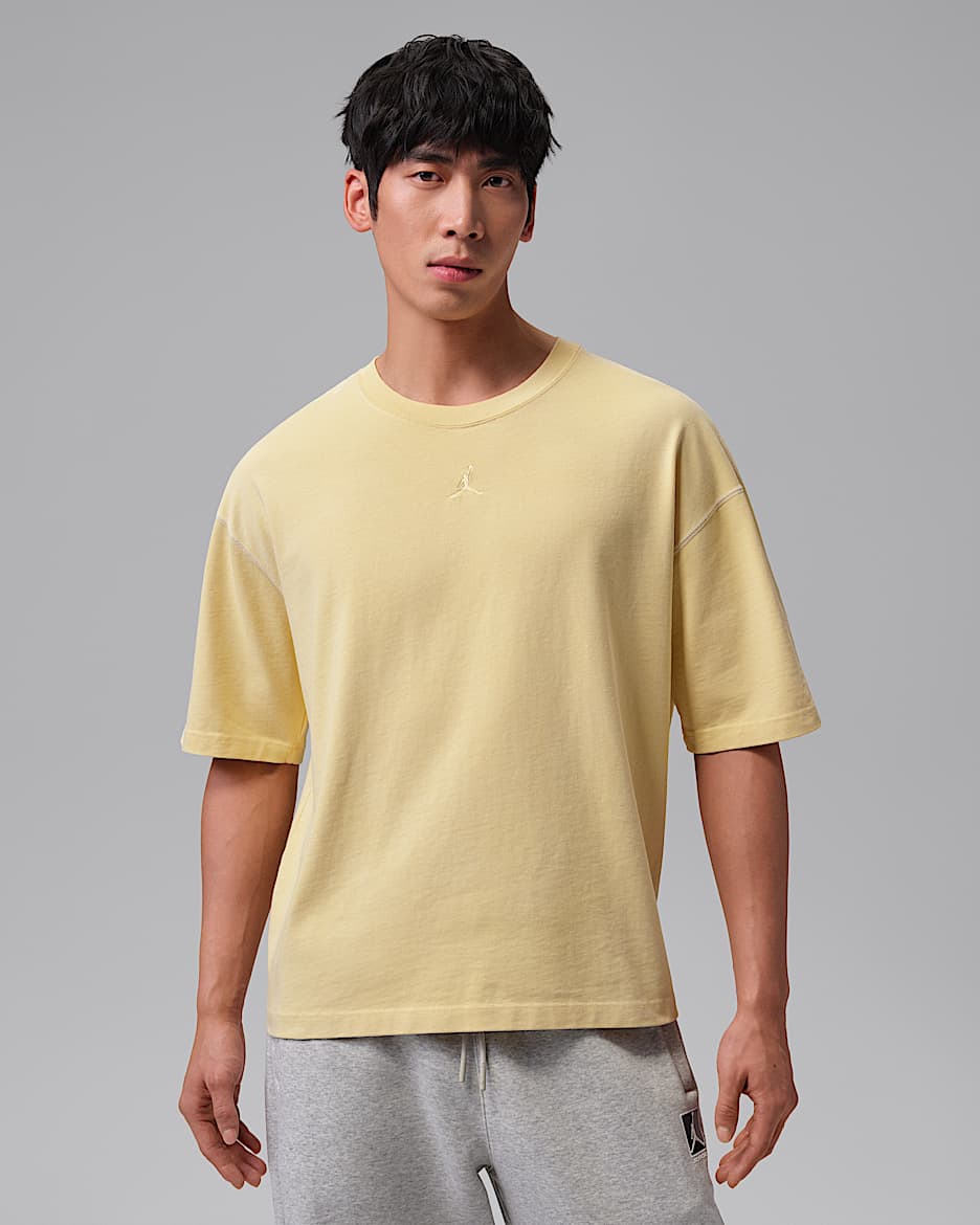 Jordan Flight 男子厚实短袖上衣 - 水洗柠檬黄/帆白/水洗柠檬黄