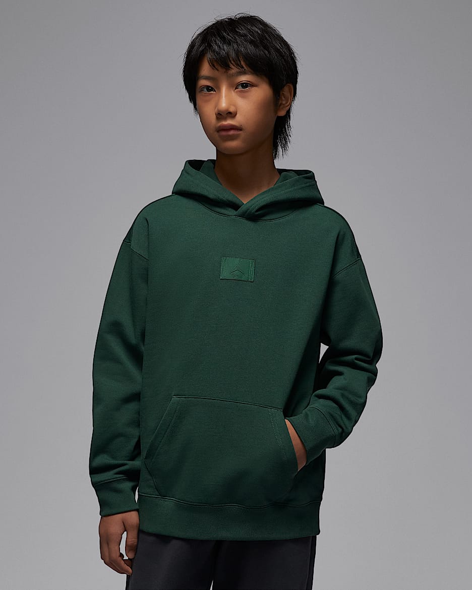 Jordan MJ Flight 大童加绒套头连帽衫 - 深绿