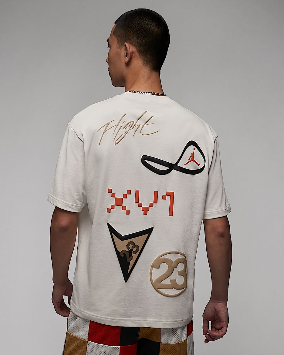 Jordan Flight Heritage 85 男子印花T恤 - 幻影灰白/沙漠黄/黑