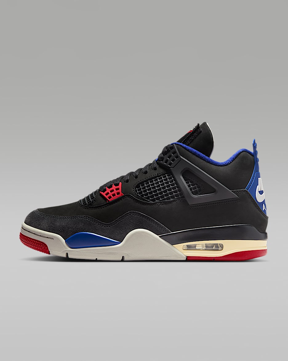 Air Jordan 4 Retro "Rare Air" 复刻男子运动鞋 - 黑/深宝蓝/暗烟灰/火焰红