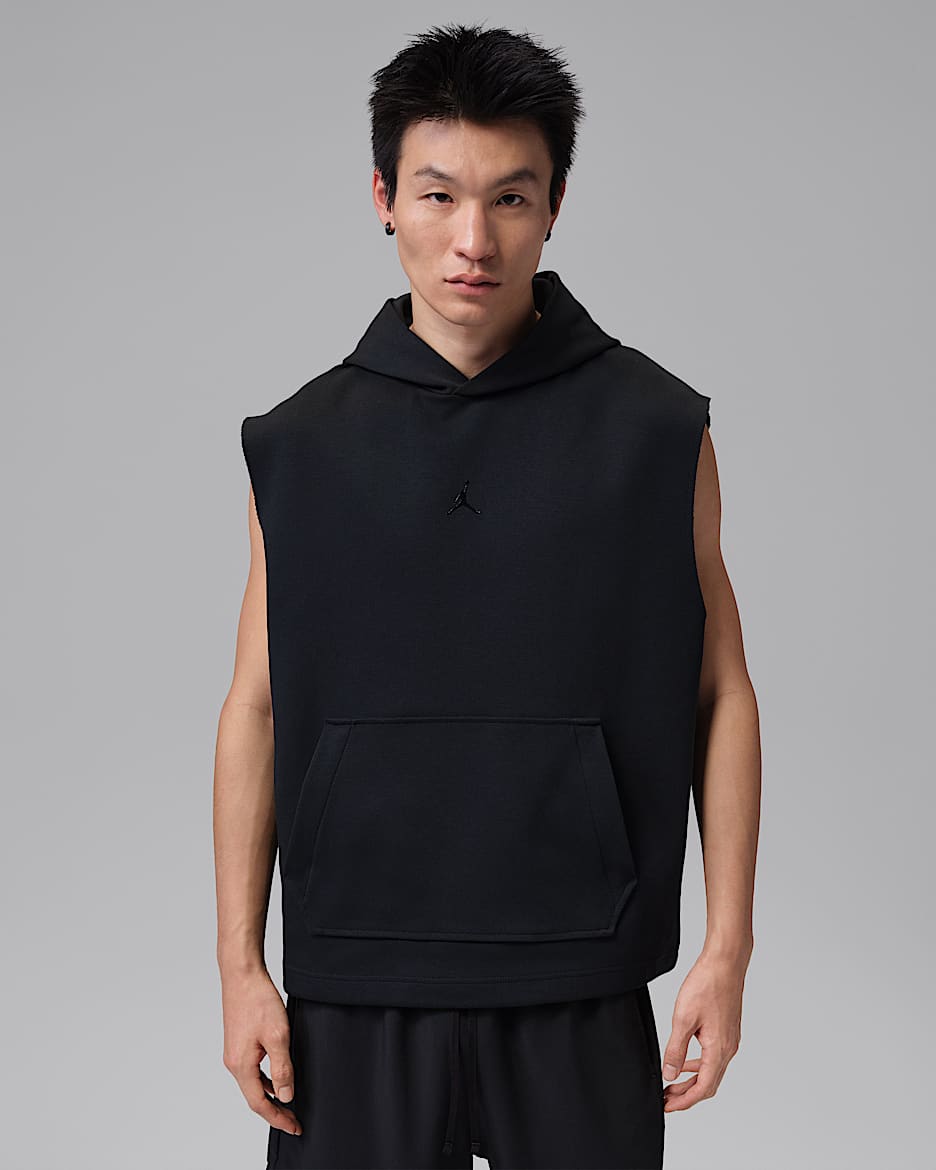 Jordan Sport Hoop Fleece Dri-FIT 男子速干无袖套头连帽衫 - 黑/清透色