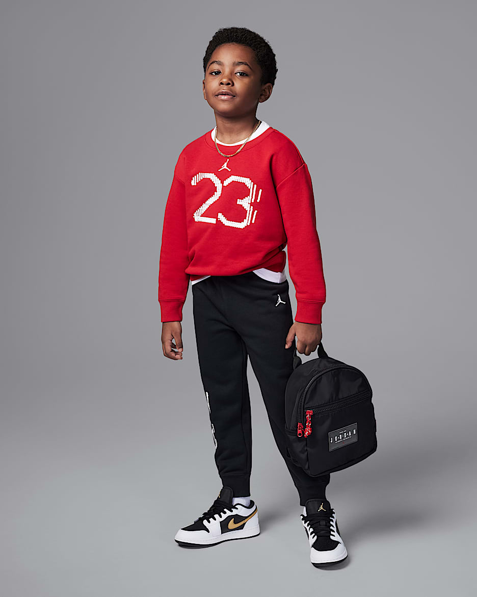 Jordan 新年蜕变系列幼童印花法式毛圈圆领上衣和长裤套装 - 健身红