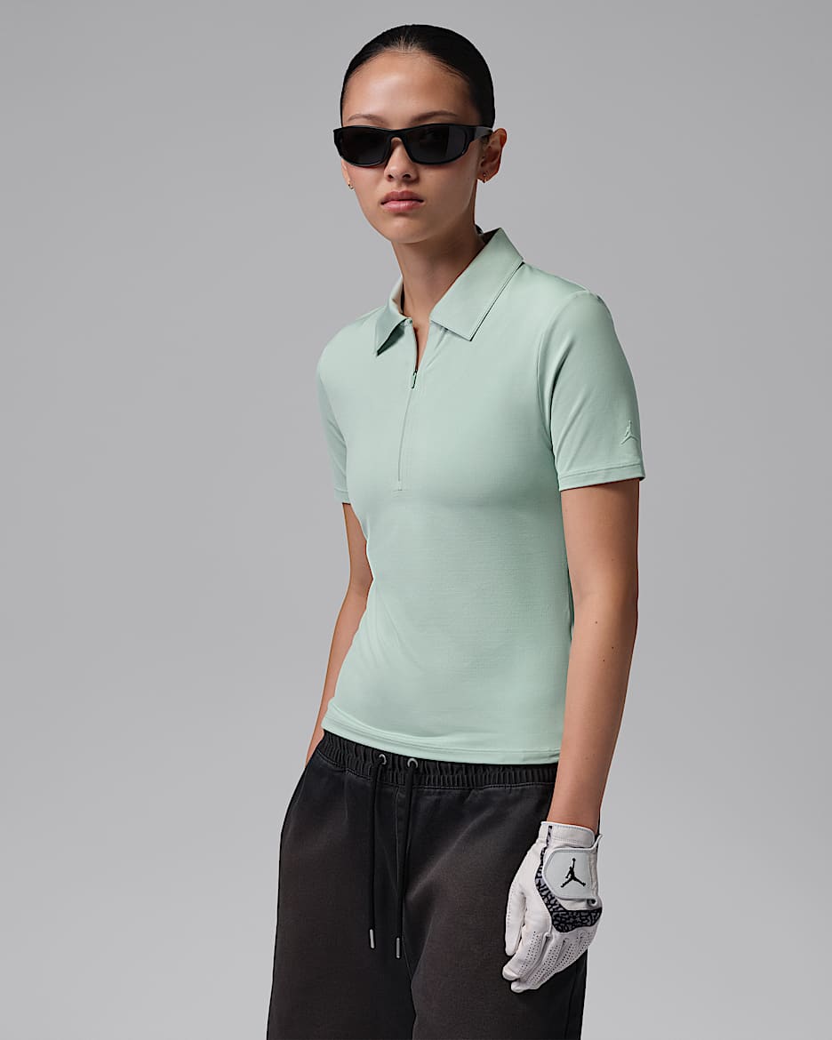 Jordan Sport Dri-FIT 女子防晒速干高尔夫短袖翻领T恤 - 霜淡草绿/海岸绿/霜淡草绿