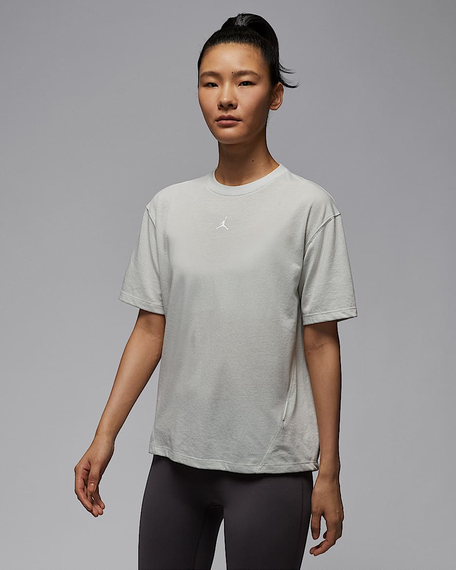 Jordan Sport Diamond 女子速干短袖篮球上衣 - 浅银/白色