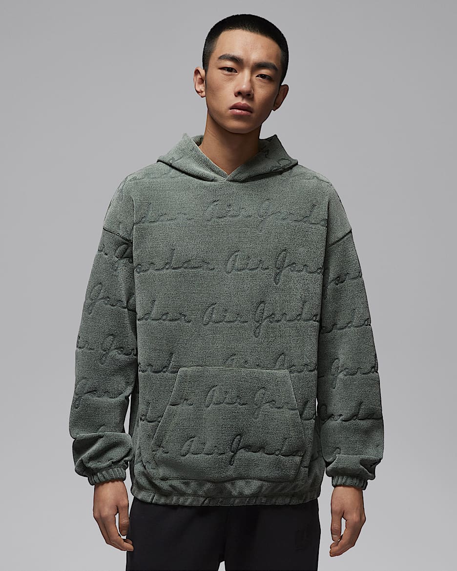 Jordan Flight 男子提花套头连帽衫 - 复古苔绿/黑