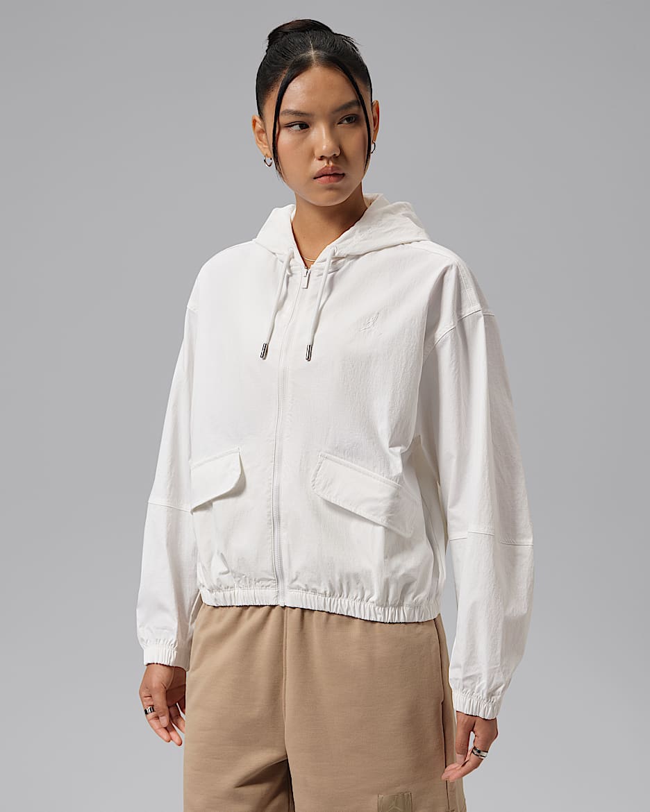 Jordan Flight 女子全长拉链开襟夹克防晒衣 - 白色/白色