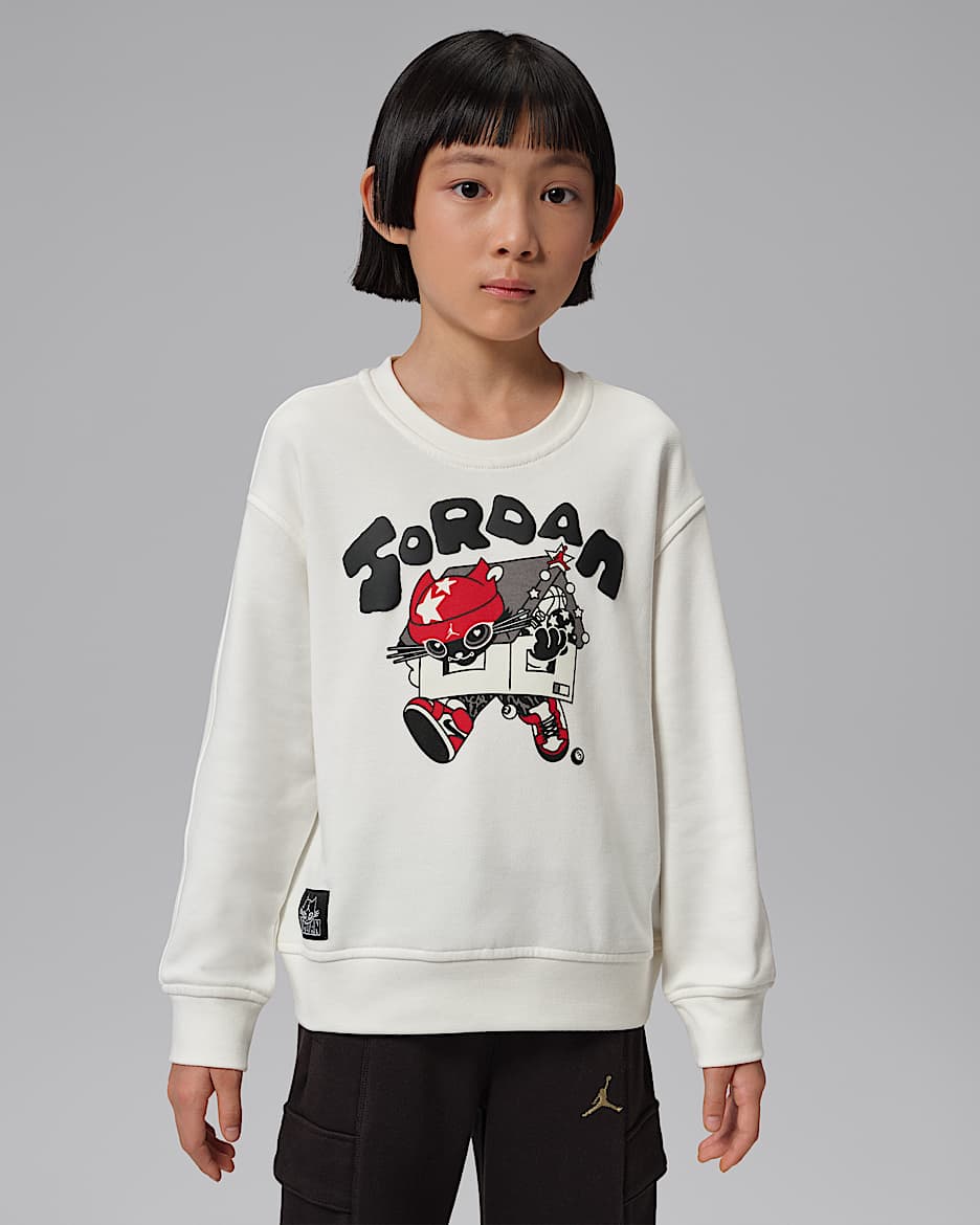 Jordan Brooklyn Fleece 幼童圆领上衣 - 帆白