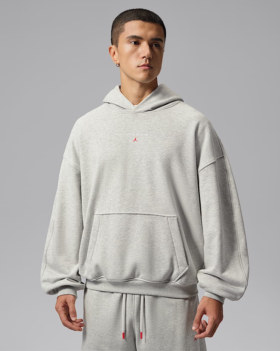 Jordan Flight Fleece 小飞人卫衣系列男子 Oversize 风套头连帽衫 - 麻灰