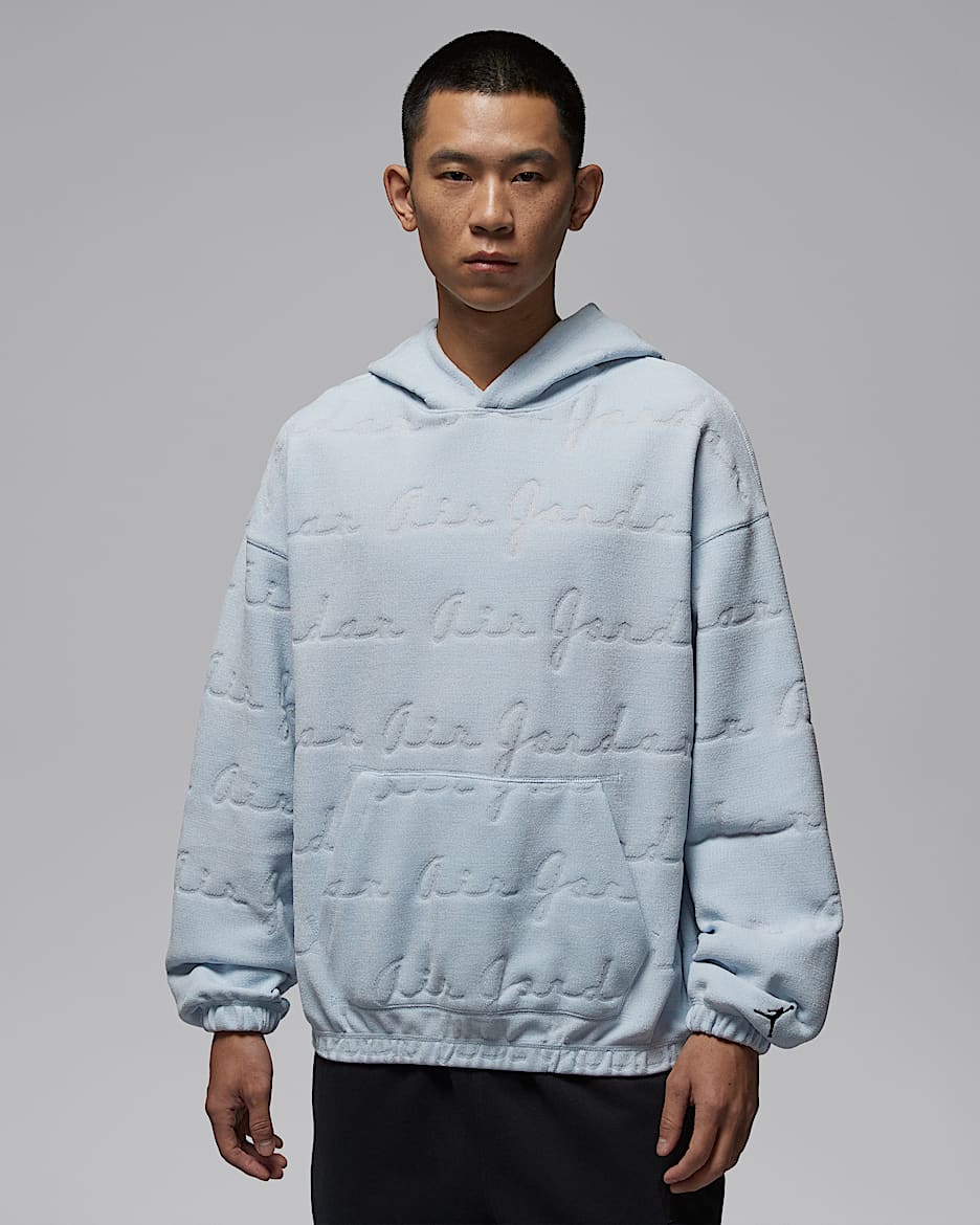 Jordan Flight 男子提花套头连帽衫 - 浅蓝灰/黑