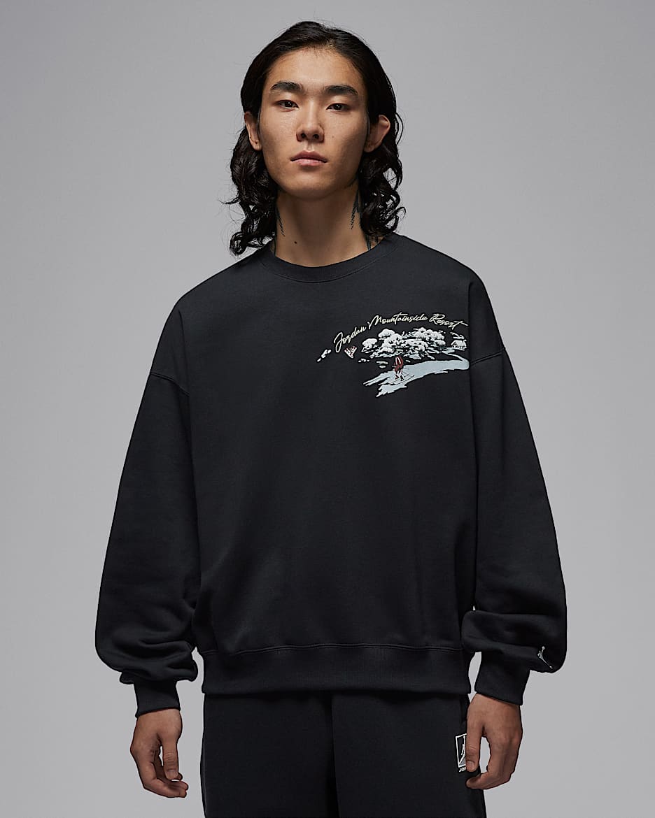 Jordan Brooklyn Fleece 男子针织圆领运动衫 - 黑/帆白