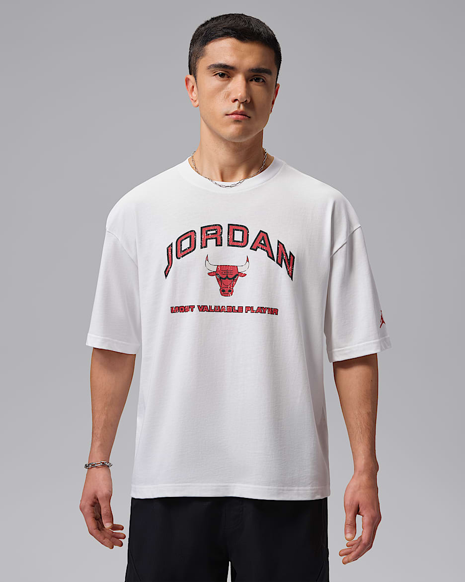 Jordan Flight Essentials 男子宽松印花T恤 - 白色/大学红