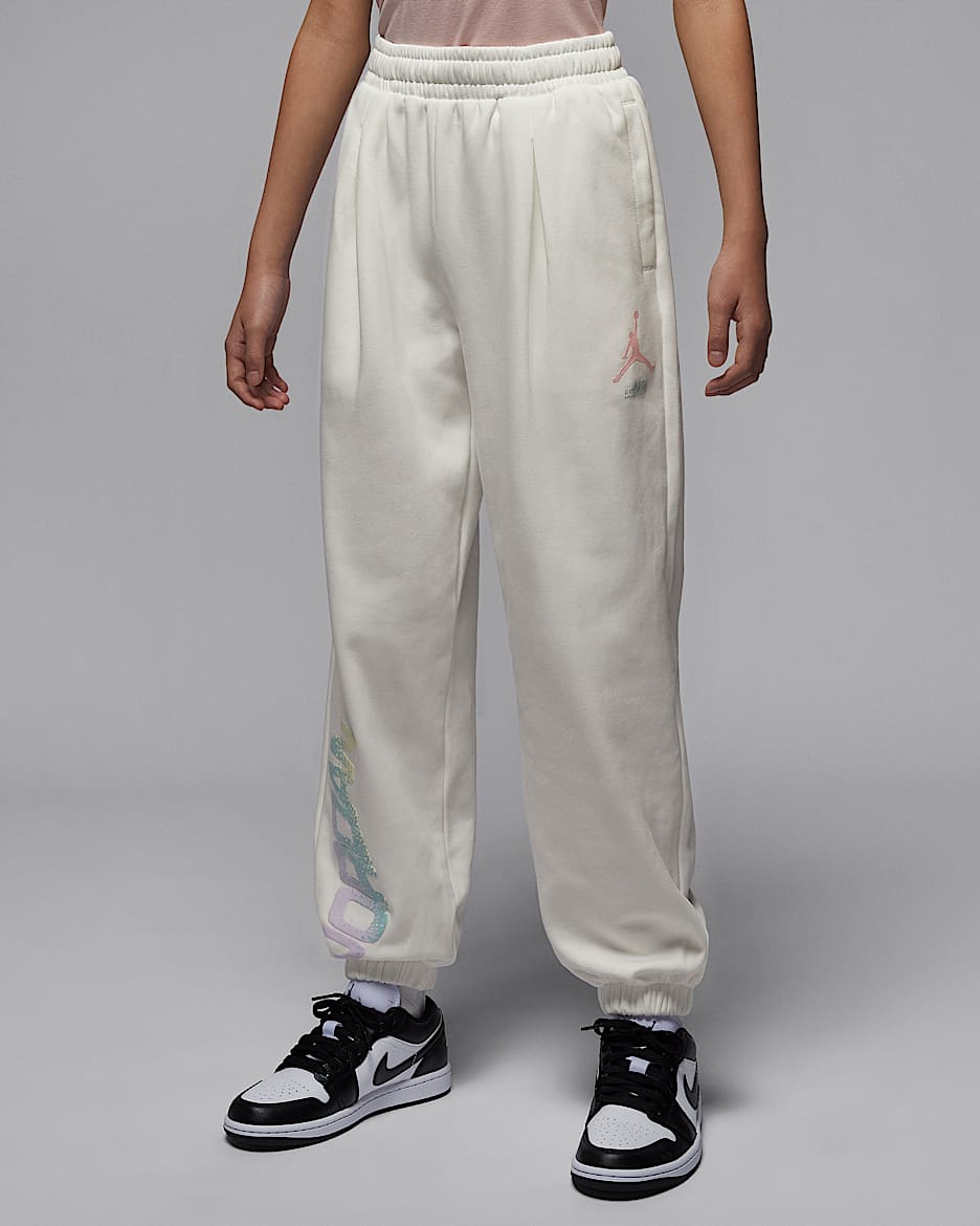 Jordan Jumpman Club 大童褶裥加绒长裤 - 帆白