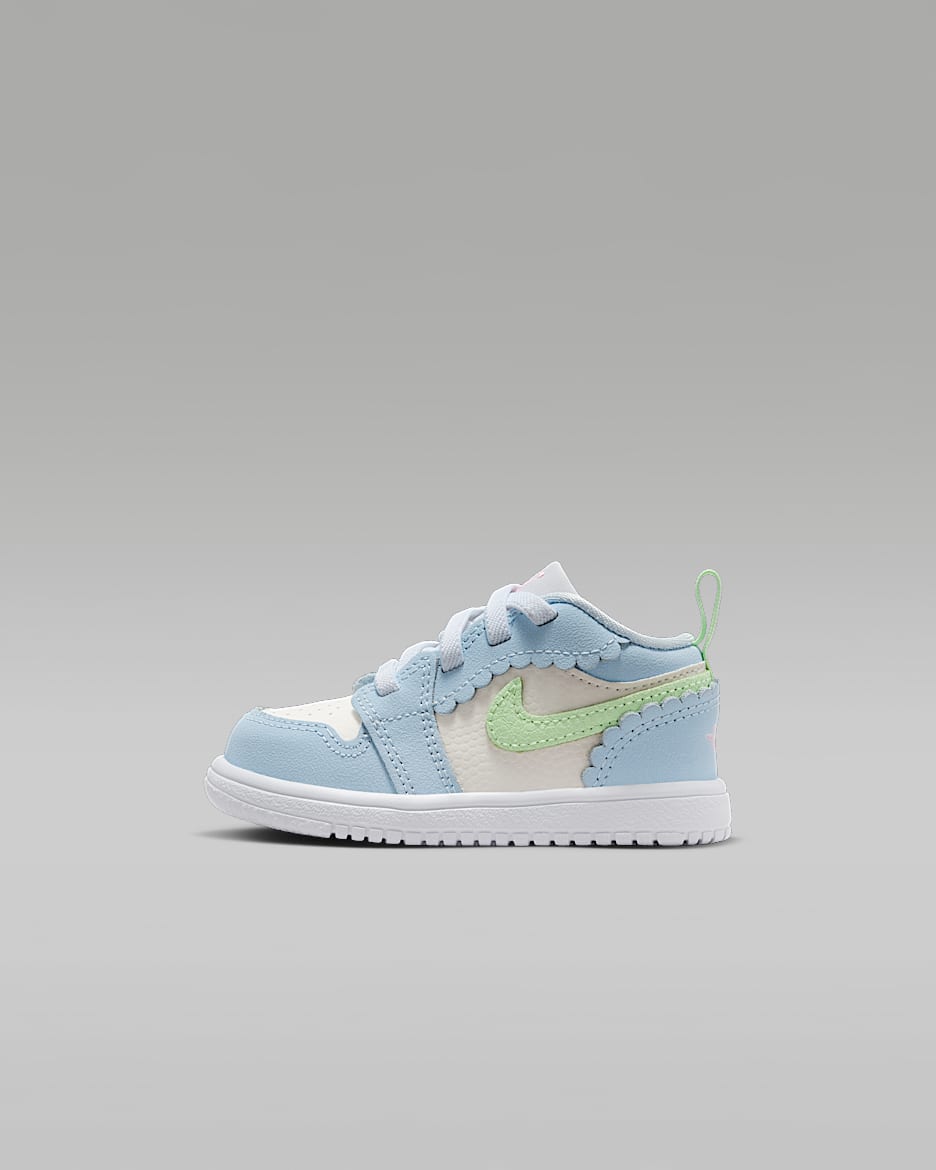 Jordan 1 Low Alt SE 婴童运动鞋 - 半蓝/帆白/白色/蒸气绿