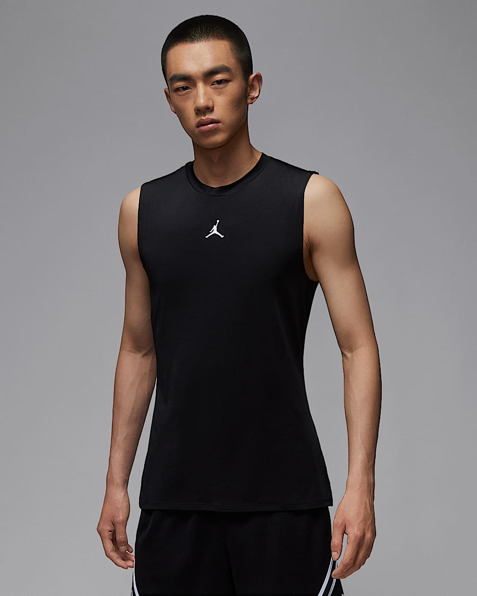 Jordan Sport Dri-FIT 男子速干无袖紧身运动背心 - 黑/白色