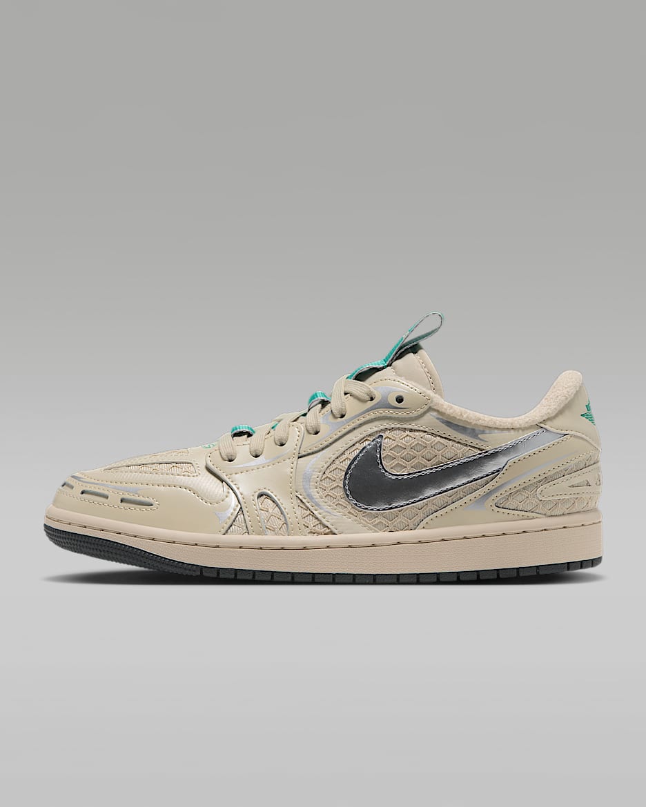 Air Jordan 1 Low Method of Make 女子运动鞋 - 浅卡其/浅卡其/翠绿/金属银