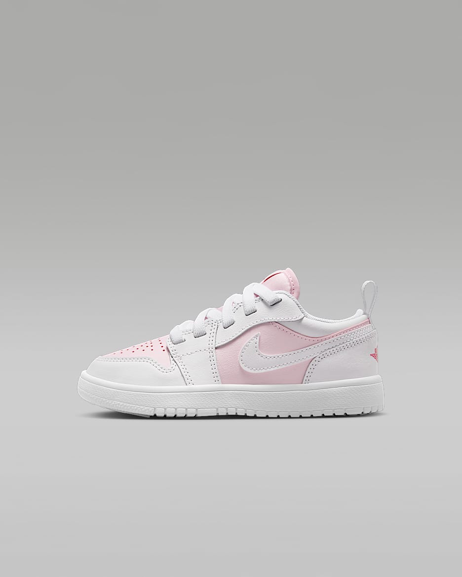 Jordan 1 Low Alt 幼童运动鞋 - 泡沫粉/火焰红/白色