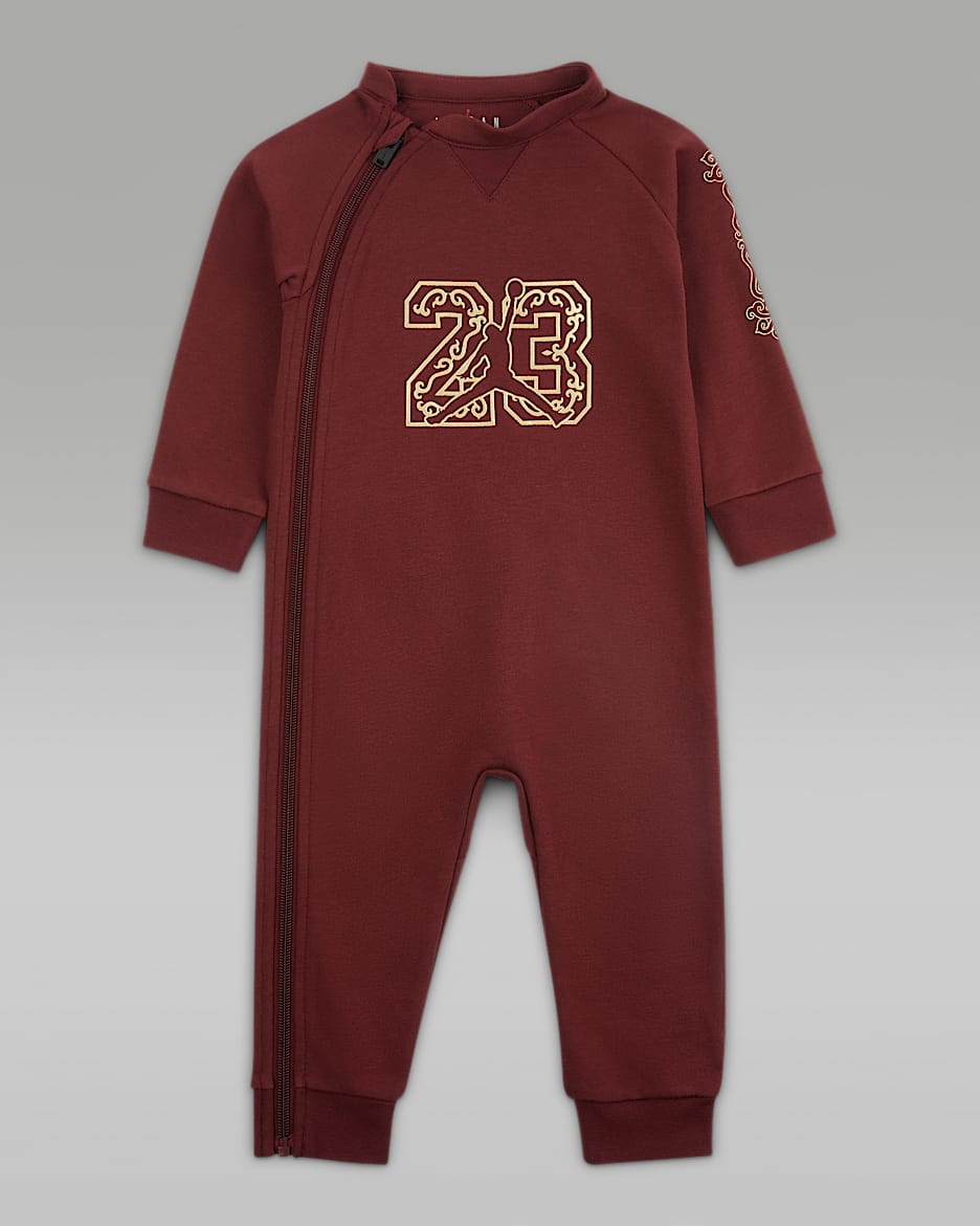 Jordan 新年系列婴童连体衣 - 暗队红/金/金