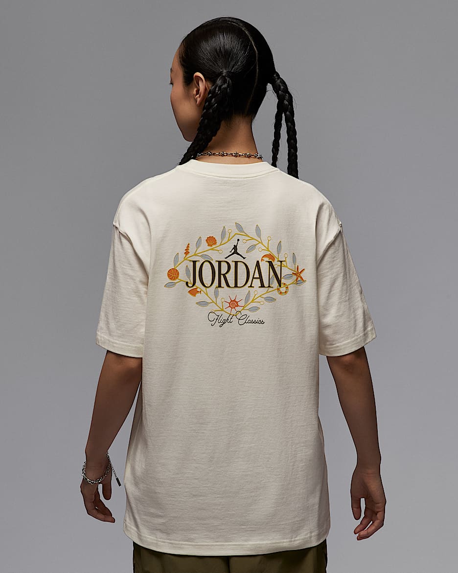 Jordan 女子 Oversize 风图案T恤 - 帆白