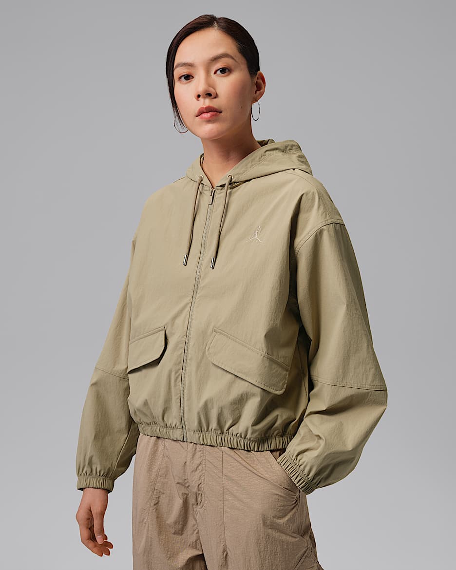 Jordan Flight 女子全长拉链开襟夹克防晒衣 - 卡其/卡其