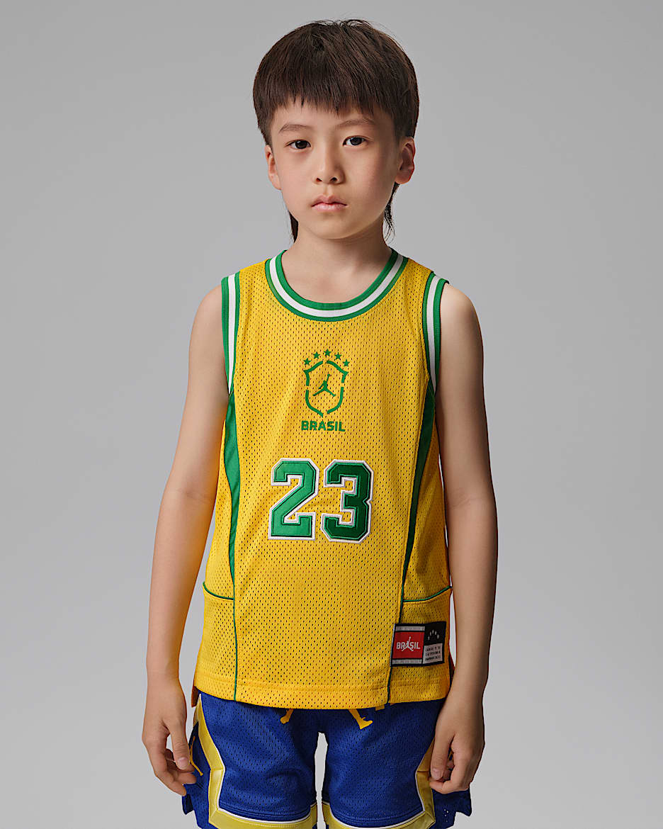 Jordan Essentials P6 幼童网眼布球衣 - 校园粟黄