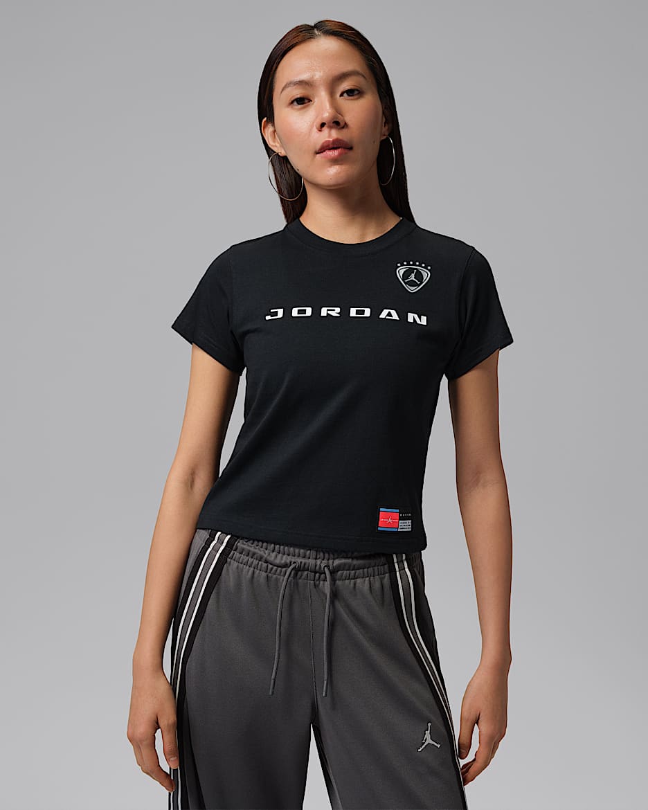 Jordan Brooklyn 女子印花T恤 - 黑/金属银