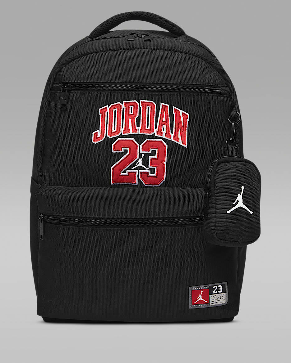 Jordan 儿童球衣风格双肩包 - 黑