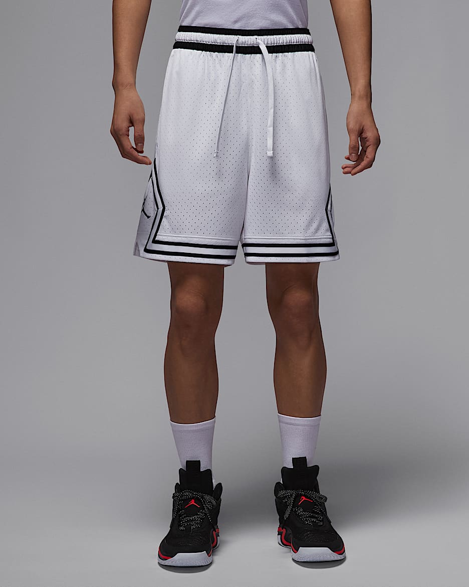 Jordan Sport Dri-FIT Diamond 男子速干网眼布短裤 - 白色/黑/黑