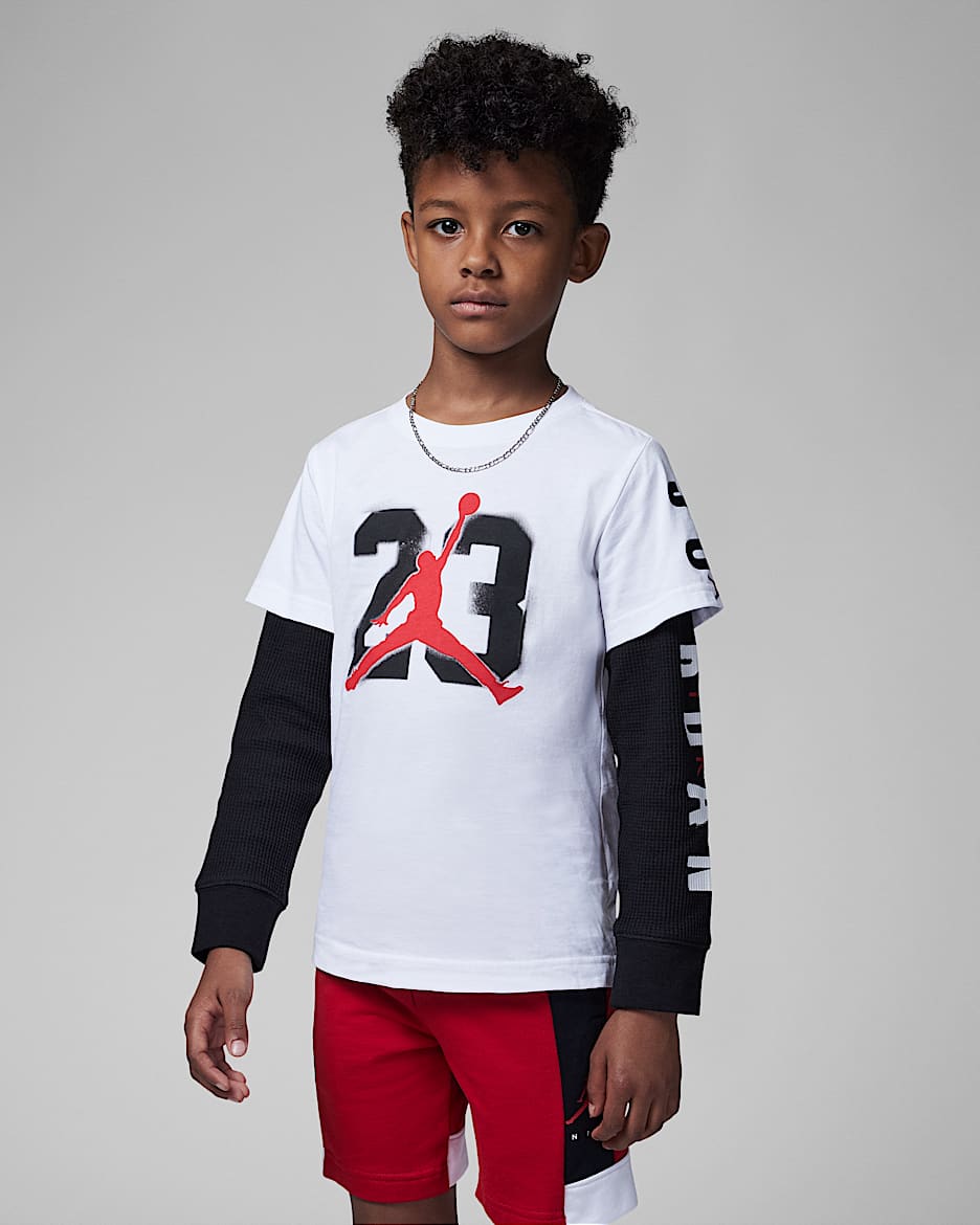 Jordan Core Street 2-Fer Graphic Shirt 幼童长袖T恤 - 白色