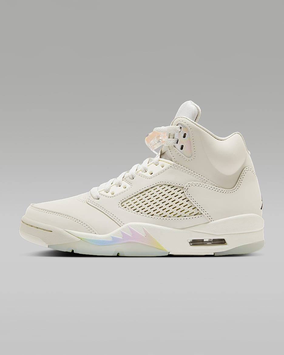 Air Jordan 5 Retro "CNY" 新年蜕变系列 AJ5 灵蛇复刻女子运动鞋 - 浅骨色/帆白/微绿/黑