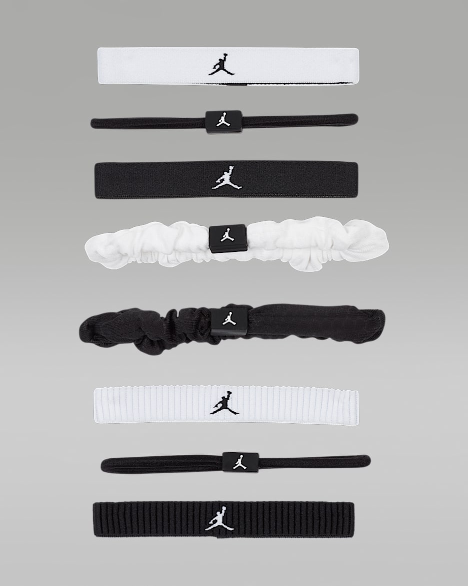 Jordan Sport 弹性发圈（8 条） - 白色/黑/黑