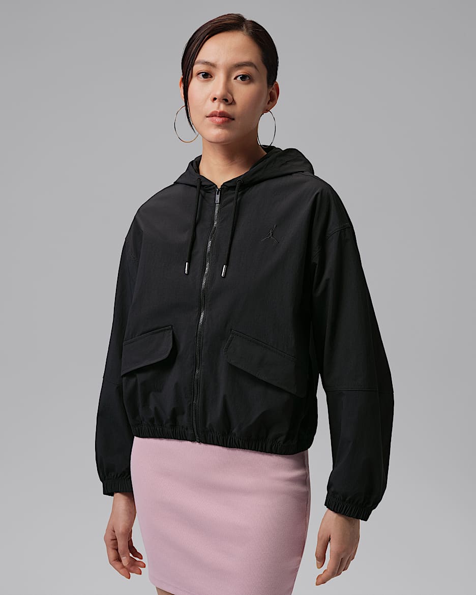 Jordan Flight 女子全长拉链开襟夹克防晒衣 - 黑/黑