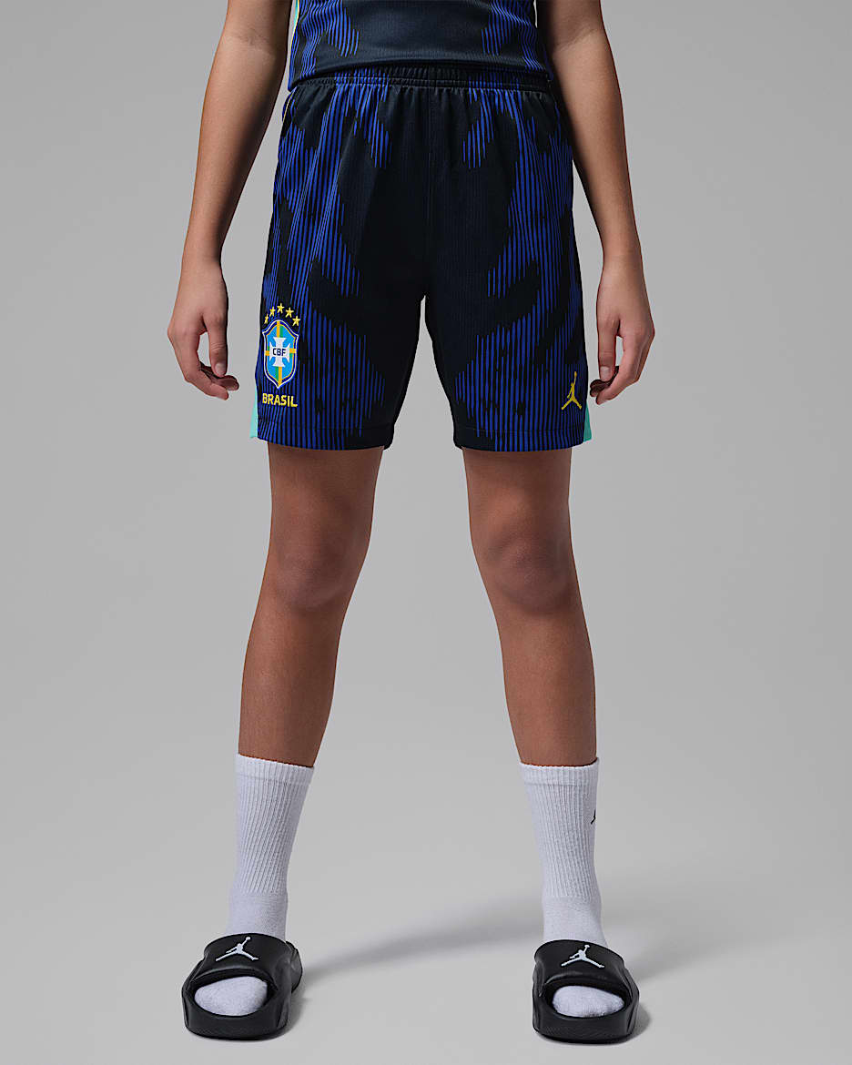 2026 赛季巴西队客场球迷版 Jordan Dri-FIT 大童速干足球短裤 - 旧宝蓝/黑