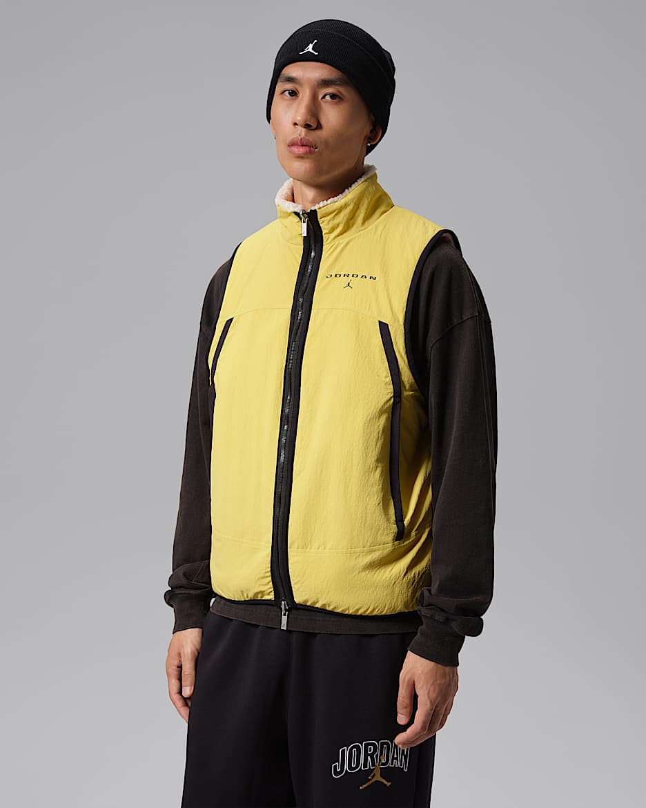 Jordan Flight Mountainside 男子双面穿加绒马甲 - 珍珠白/亮黄/黑