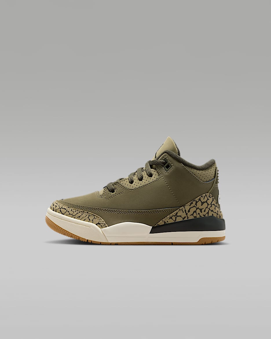 Jordan 3 Retro 复刻幼童运动鞋 - 中橄榄绿/橄榄绿/帆白/红杉绿