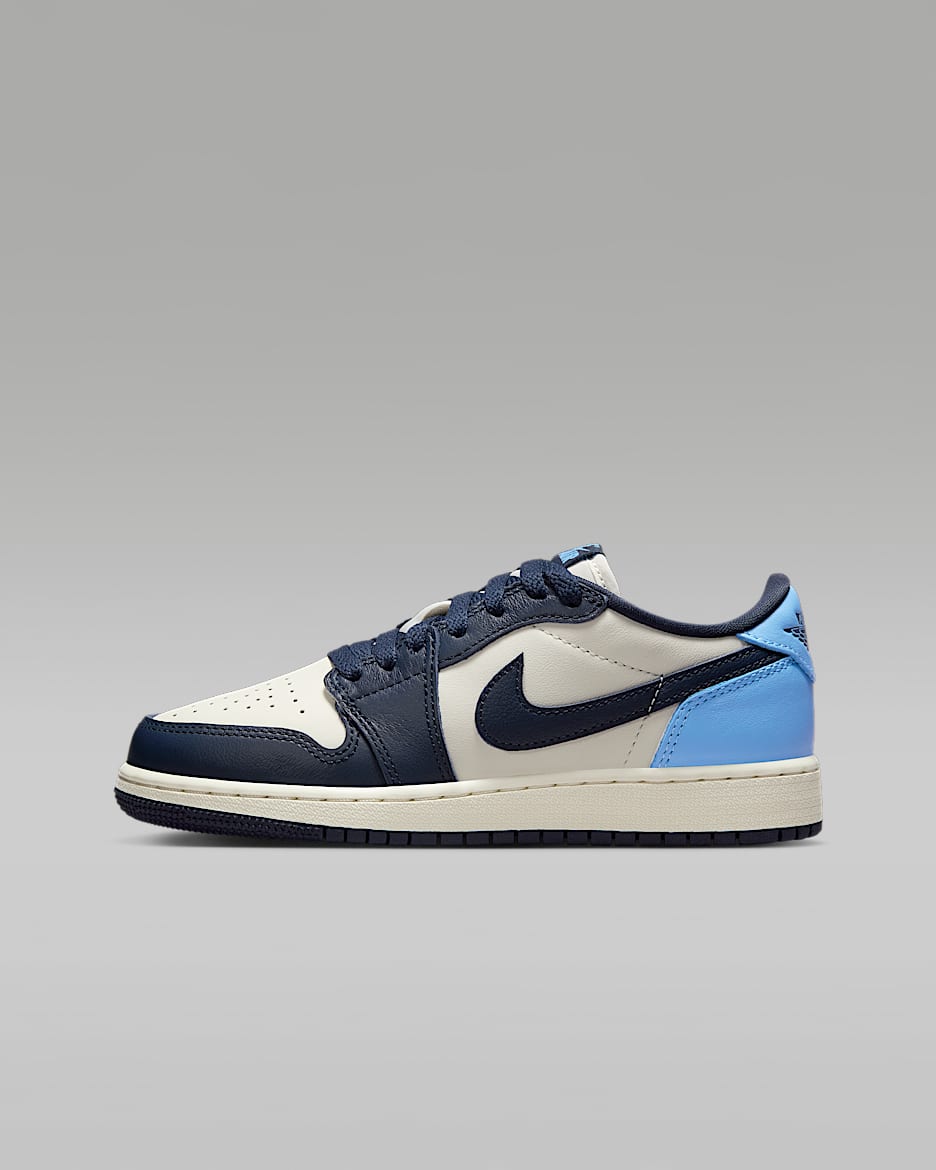 Air Jordan 1 Low OG "Obsidian" 大童运动鞋 - 黑曜石色/帆白/大学蓝