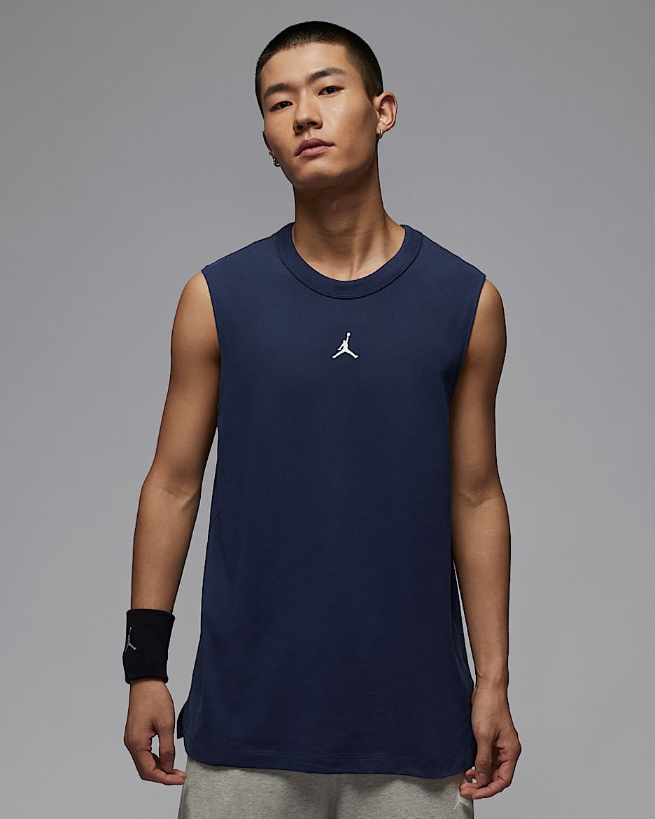 Jordan Sport Dri-FIT 男子透气速干无袖篮球上衣 - 深藏青/白色