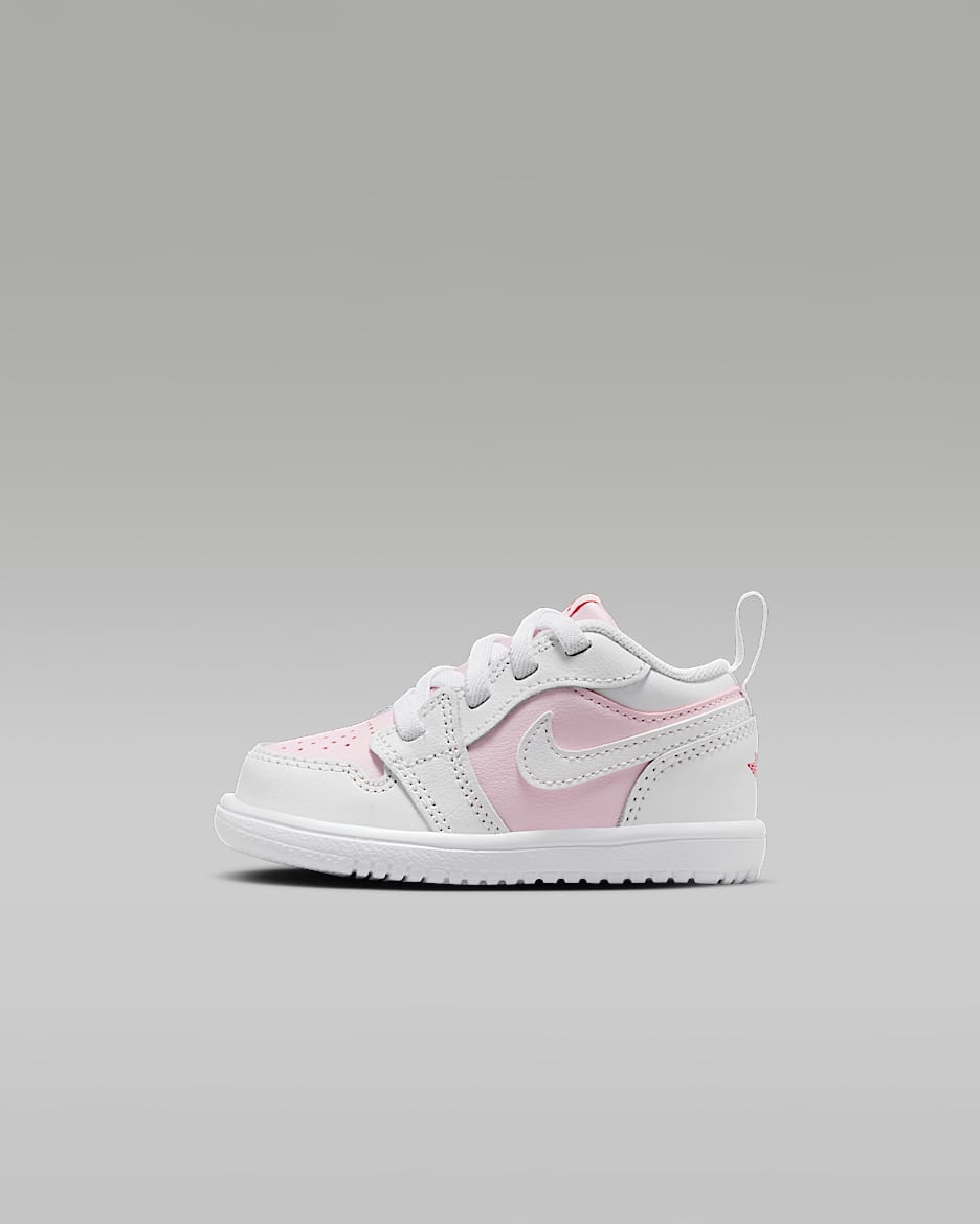 Jordan 1 Low Alt 婴童运动鞋 - 泡沫粉/火焰红/白色