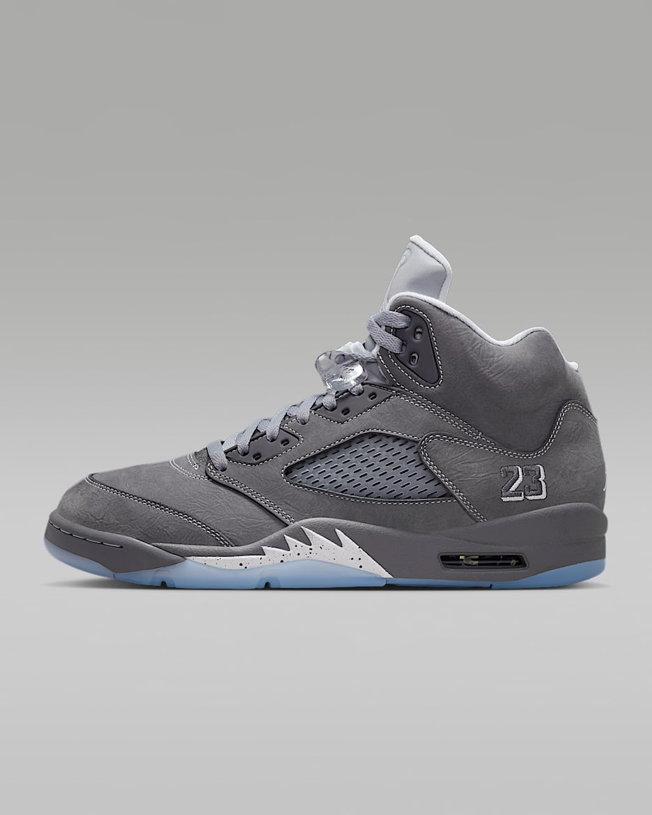 Air Jordan 5 Retro "Wolf Grey" 复刻男子运动鞋 - 浅石黑/狼灰/白色