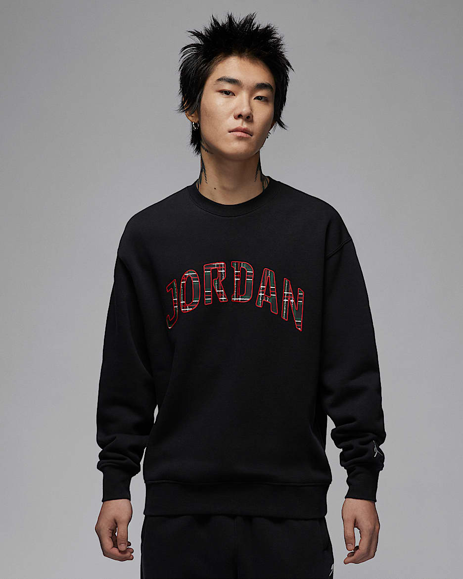 Jordan Essentials 男子加绒圆领运动衫 - 黑/帆白