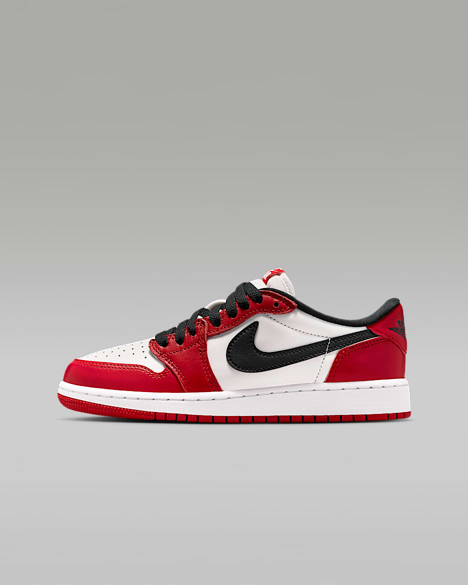 Air Jordan 1 Retro Low "Chicago" 复刻大童运动鞋 - 校园红/山峰白/黑