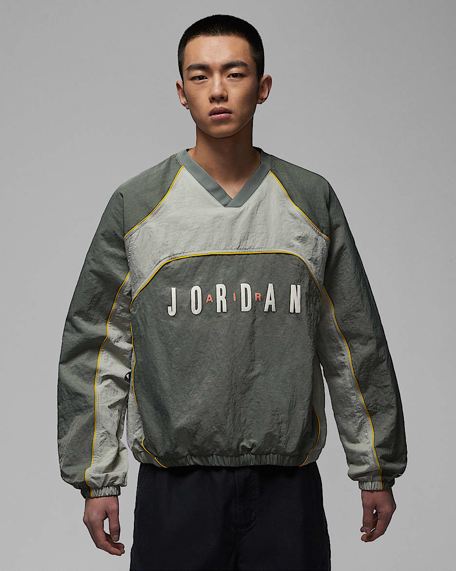 Jordan Flight 男子拒水长袖热身上衣 - 复古苔绿/雾杉木绿/亮黄/帆白