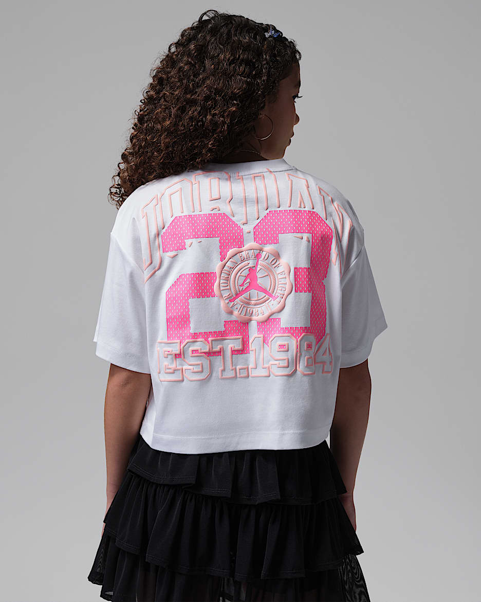 Jordan Secret Garden 大童（女孩）学院风T恤 - 白色