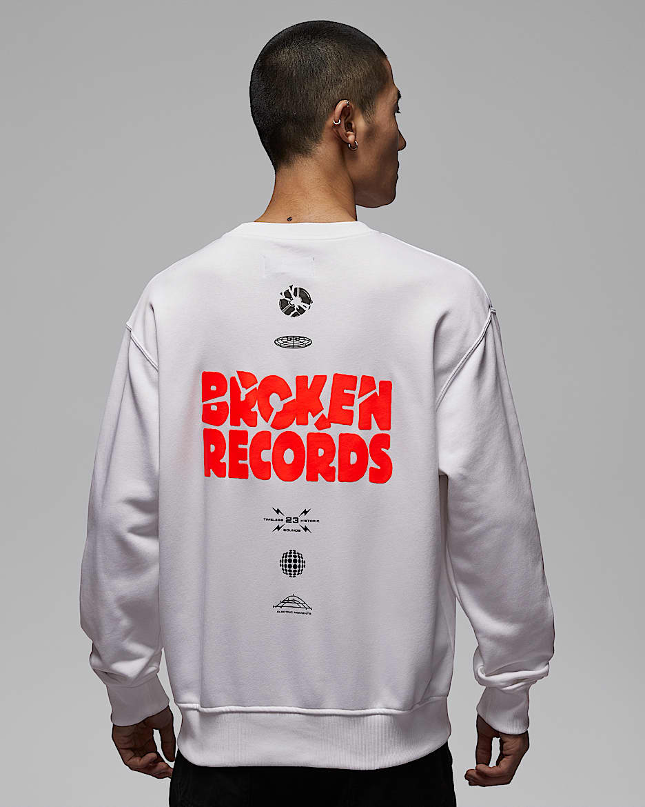 Jordan Brooklyn Fleece 男子圆领运动衫 - 白色/红外线红 23