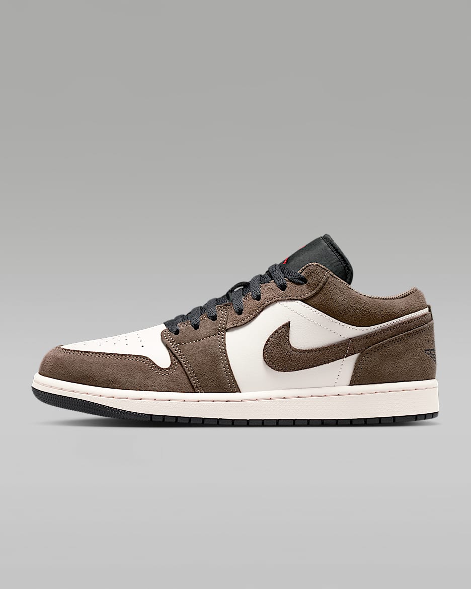 Air Jordan 1 Low 男子运动鞋 - 淡褐色/幻影灰白/帆白/黑