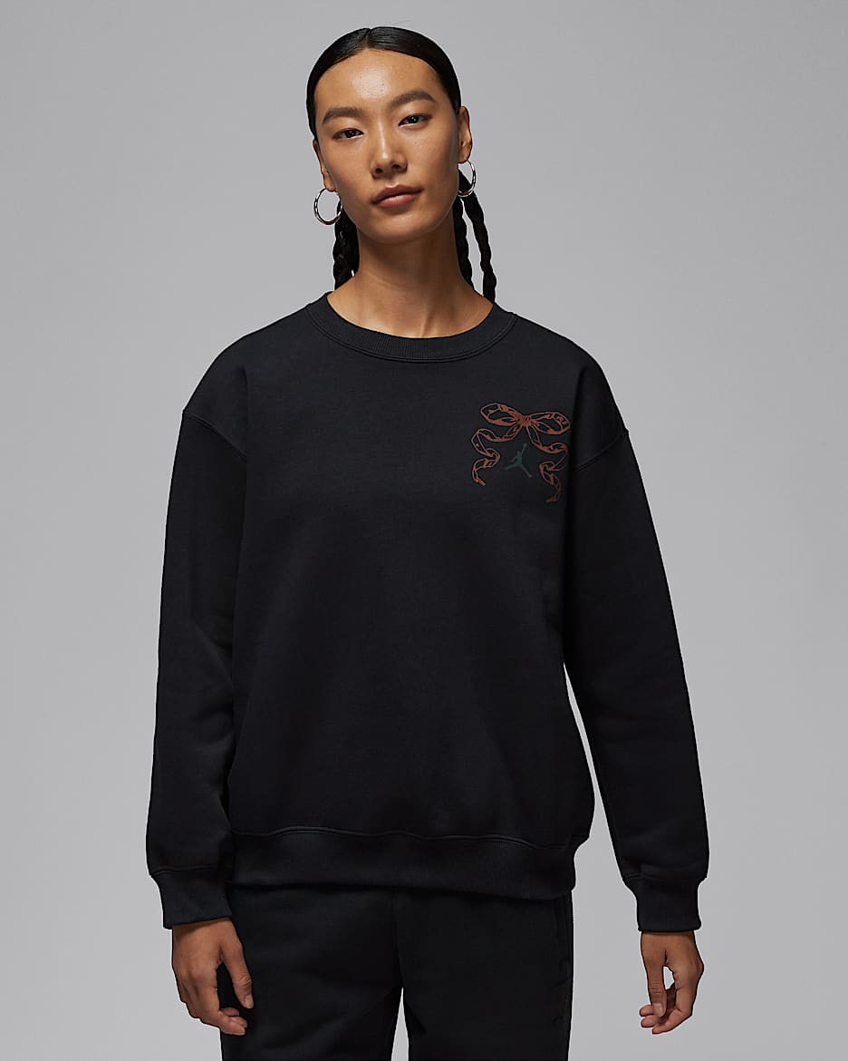 Jordan Brooklyn Fleece 女子加绒圆领套头衫 - 黑