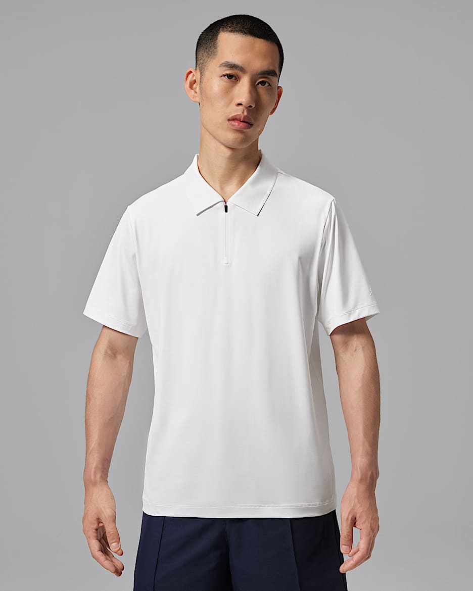 Jordan Sport Dri-FIT 男子防晒速干高尔夫短袖翻领T恤 - 白色/白色/白色